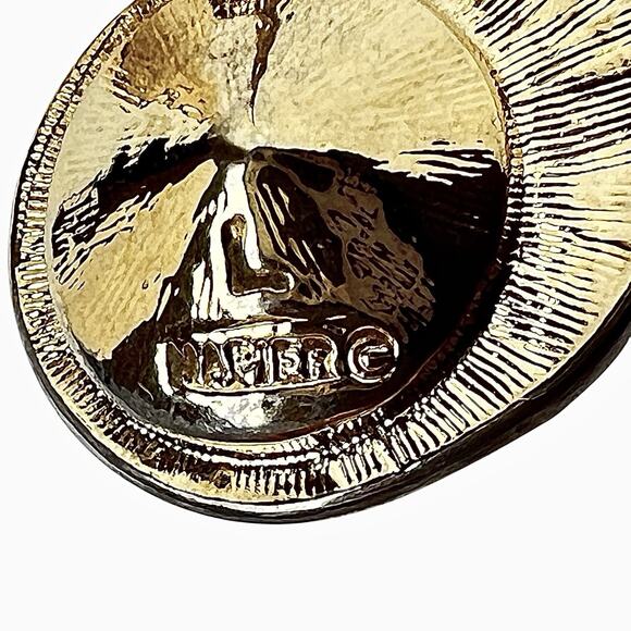 Napier Rhinestone Stud Earrings Faceted Clear Sparkly Gold Tone Shiny Swirl Post - Picture 3 of 8